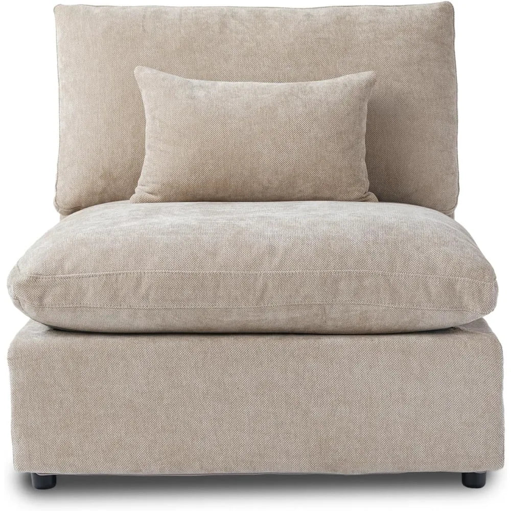 Modern Middle Module Couch for Living Room, Cushion Covers Removable, Minimalist Comfy Breathable Sofa