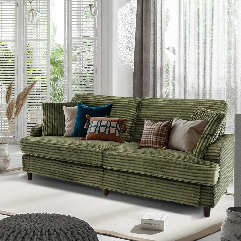 80" Comfy Mid-Century Corduroy Loveseat: Oversized Deep Seat for Living Room, Bedroom & Small Spaces