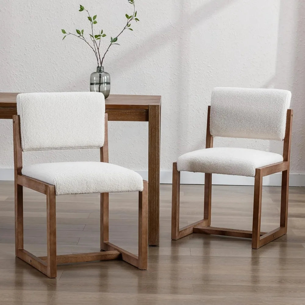 Upholstered Dining Chairs Set of 2, Mid-Century Modern Dining Room Chairs, Boucle Fabric Dining Room Kitchen Side Chair