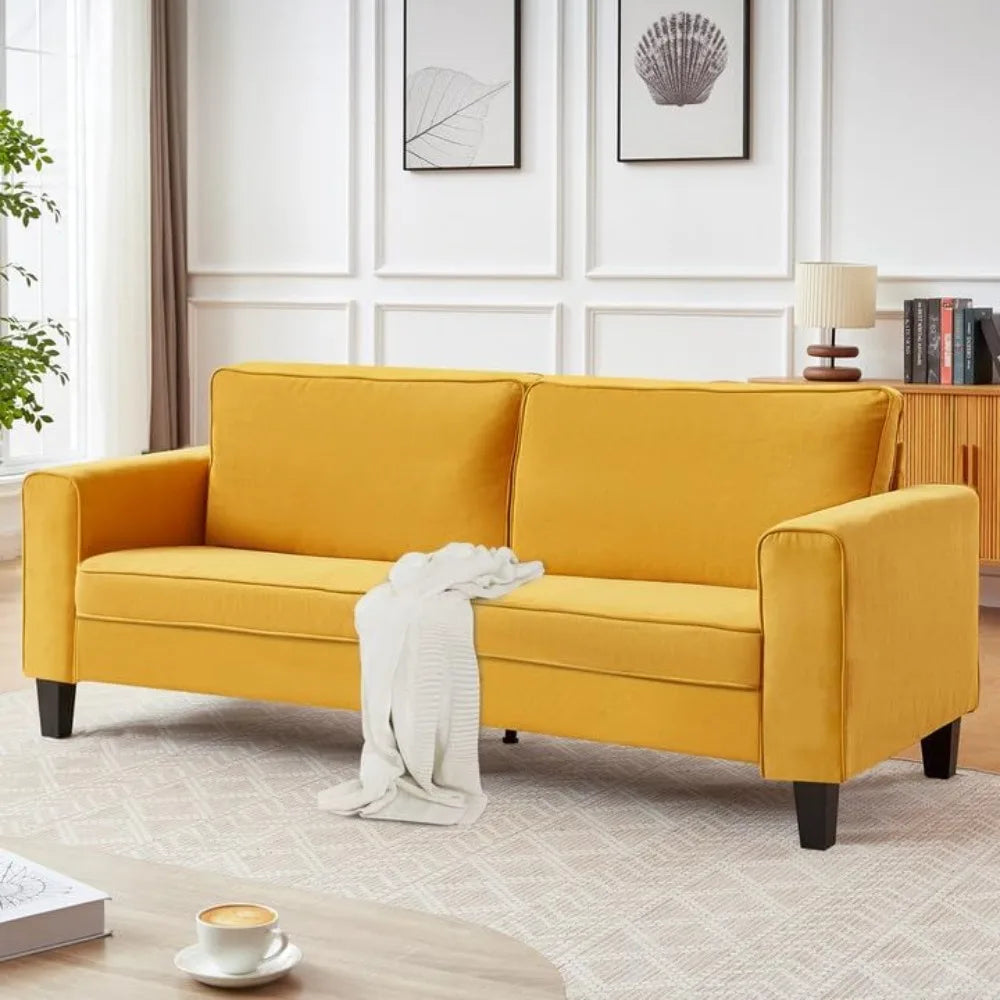 Modern Living Room Couch, 79" Linen 3 Seater Sofa with Washable Removable Covers and Depth Adjustable Seat, Comfy Couches