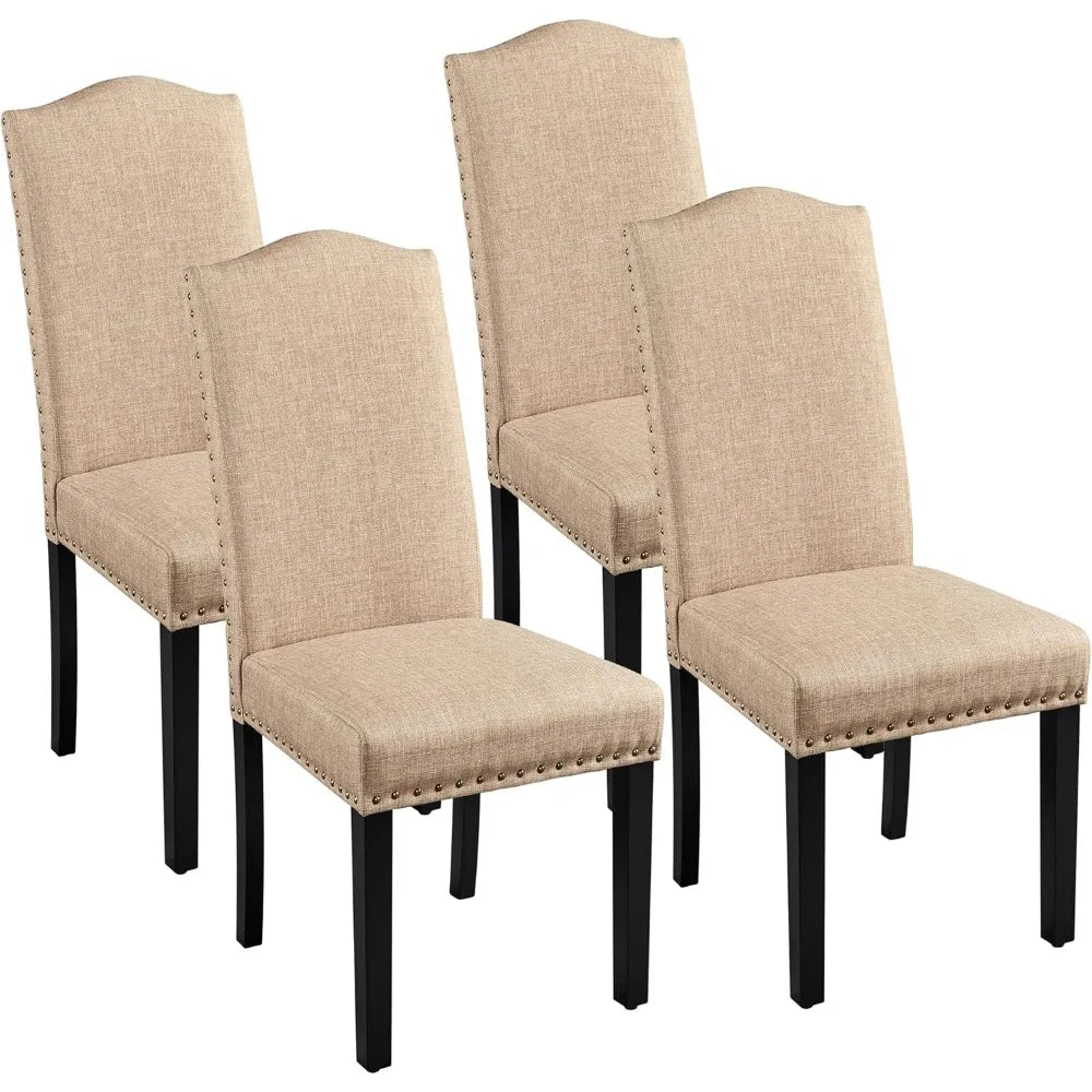 Dining Chairs Set of 4 Fabric Parson Chairs with Rubber Wood Legs and Upholstered Backrest for Dining Room, Hotel, Restaurants