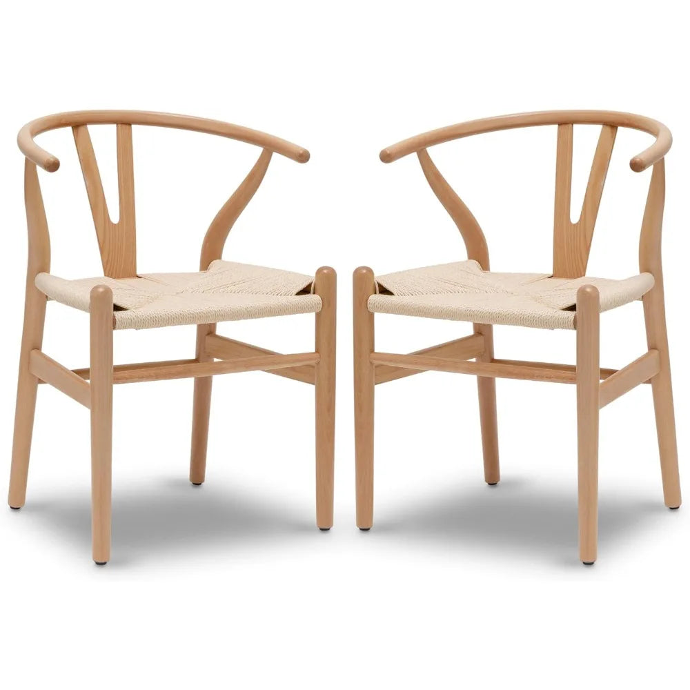 Weave Modern Wooden Mid-Century Dining Chair, Hemp Seat