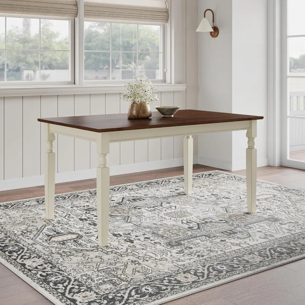 Whitesburg Cottage Dining Table, Seats up to 6, Brown & Antique White