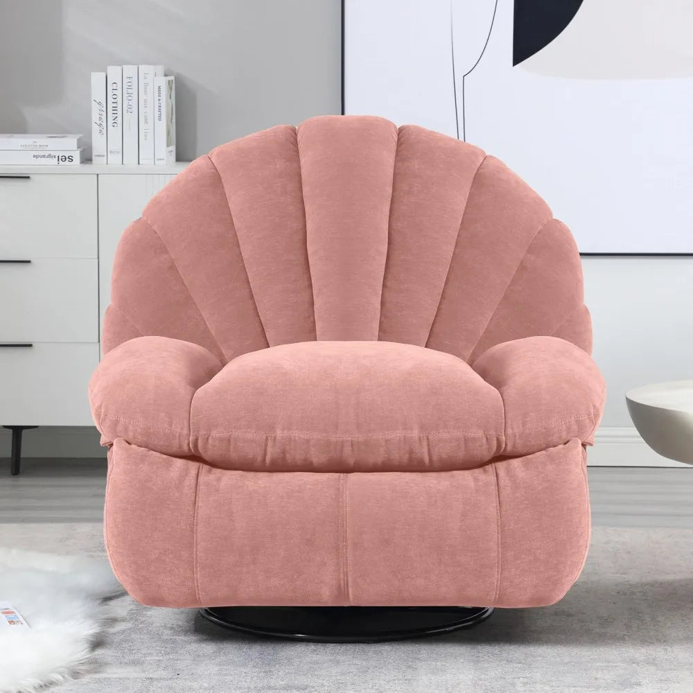 Recliner Chair Rocker Swivel, Comfortable Soft Fabric Shell Shape with Storage 360 Swivel Manual Big Tall Single Reclining Sofa